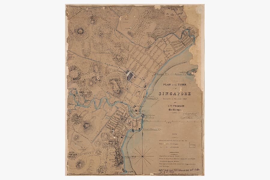 <a href="/assets/8b146dac-f2e8-40f2-9e24-f99e9dfffcf4/0-as-9-xxxx02115.jpg"><strong>Plan of the Town of Singapore, Surveyed by JT Thomson, showing Brick Kilns</strong></a><br>
1843<br>
<em>Courtesy of National Museum of Singapore</em>