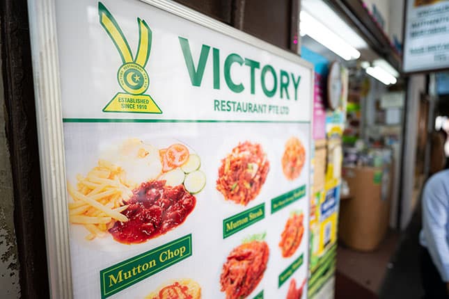 Menu Board of Victory Restaurant