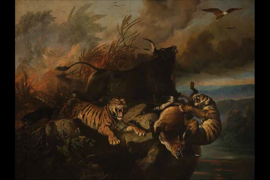 <strong><a href="/stories-landing/stories/the-singapore-story-through-60-objects/colonial/boschbrand/story"><strong>Boschbrand (Forest Fire), Raden Saleh, Indonesia, 1849, oil on canvas.</strong><br>
Collection of National Gallery Singapore. This work of art has been adopted by the Yong Hon Kong Foundation.</a></strong>