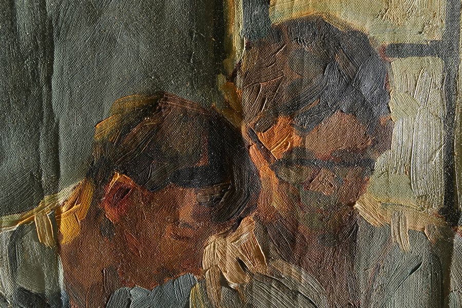 <strong>Damage: Undulations seen on artwork before treatment</strong>