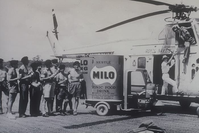 <strong>Milo tin shaped van</strong><br>
[Not at a school event]<br>
1950s<br>
Courtesy of MILO Singapore &amp; Malaysia
