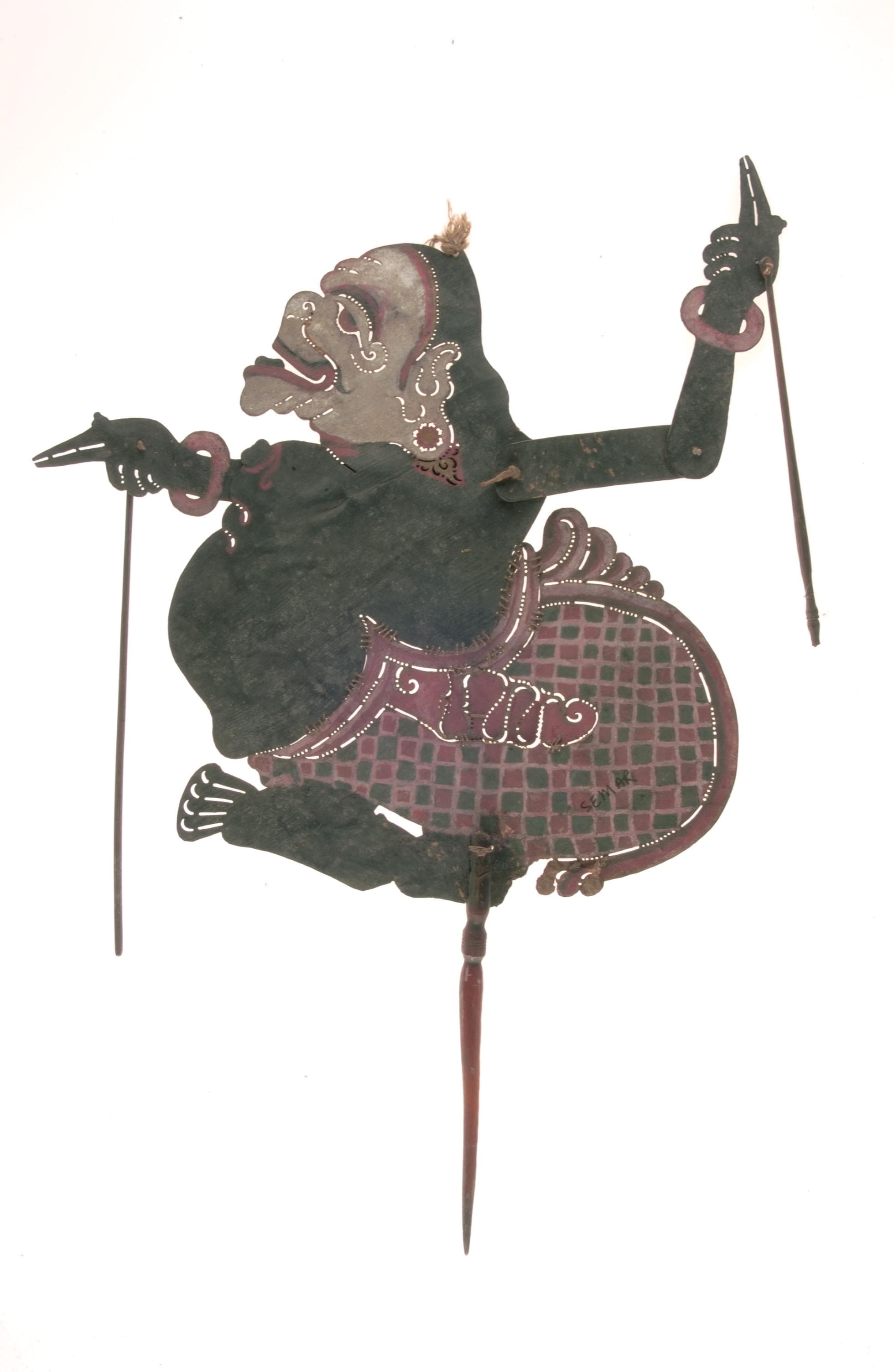 <span><strong><a href=" https://www.roots.gov.sg/Collection-Landing/listing/1078983">Shadow puppet, Semar</a><br><br></strong>XXXX-05266<br></span>Java, Indonesia<br>Collection of the Asian Civilisations Museum.