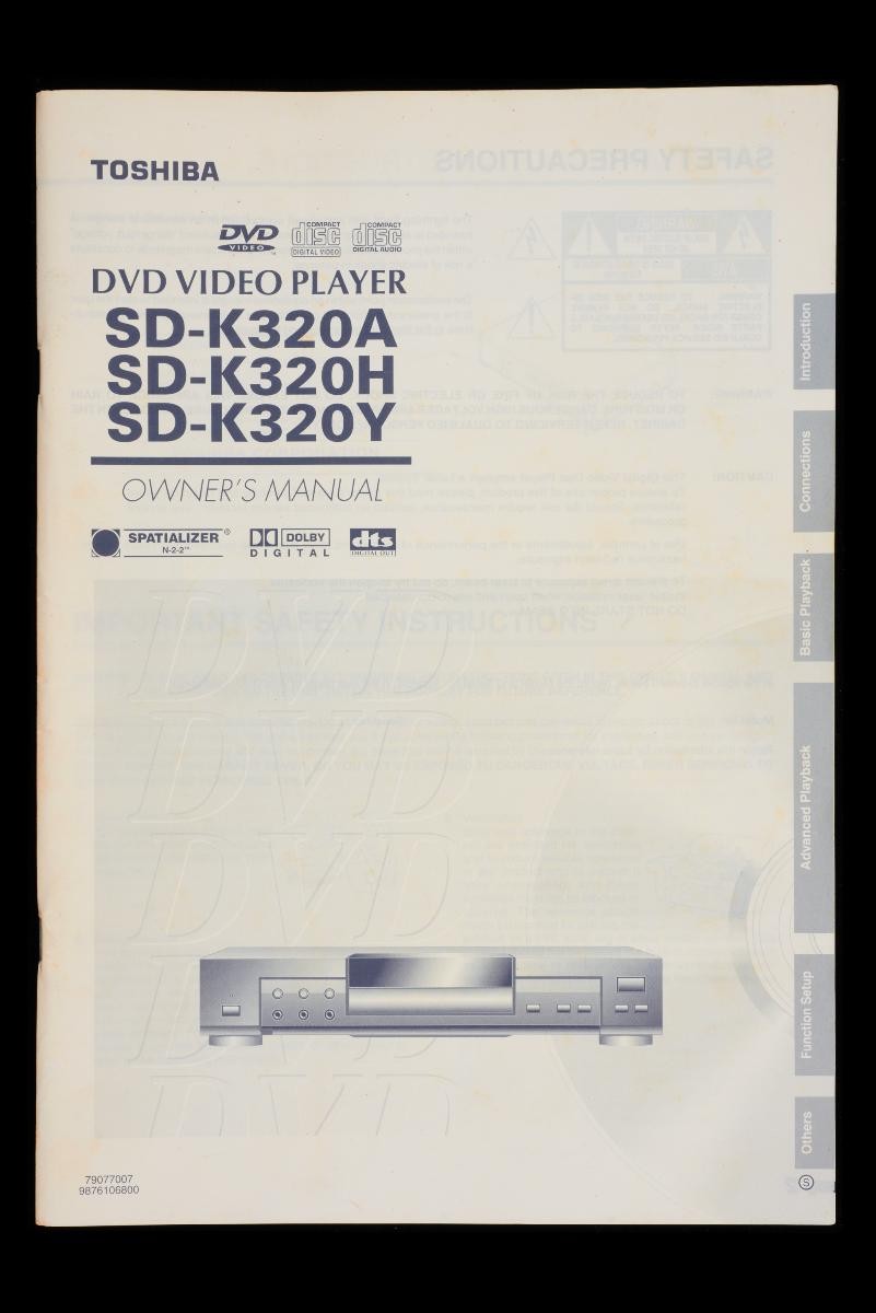 Owner manual for Toshiba DVD player