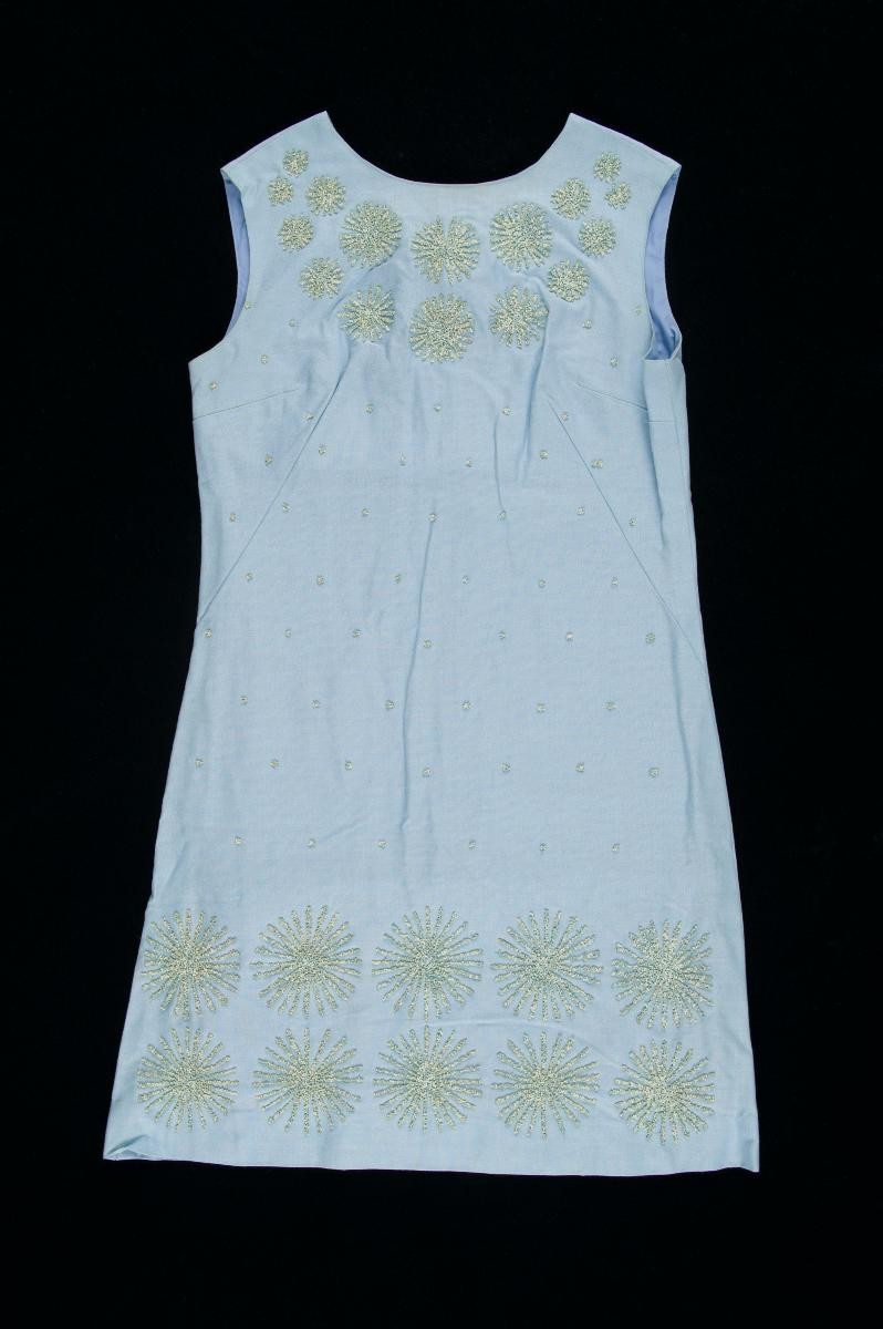 Blue A-line dress with beads