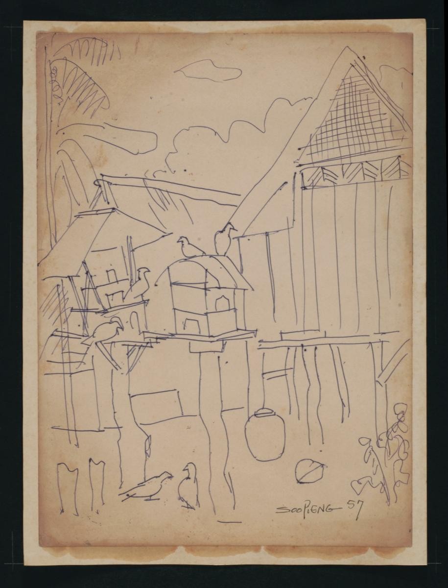 Untitled (Six Birds Outside the House)