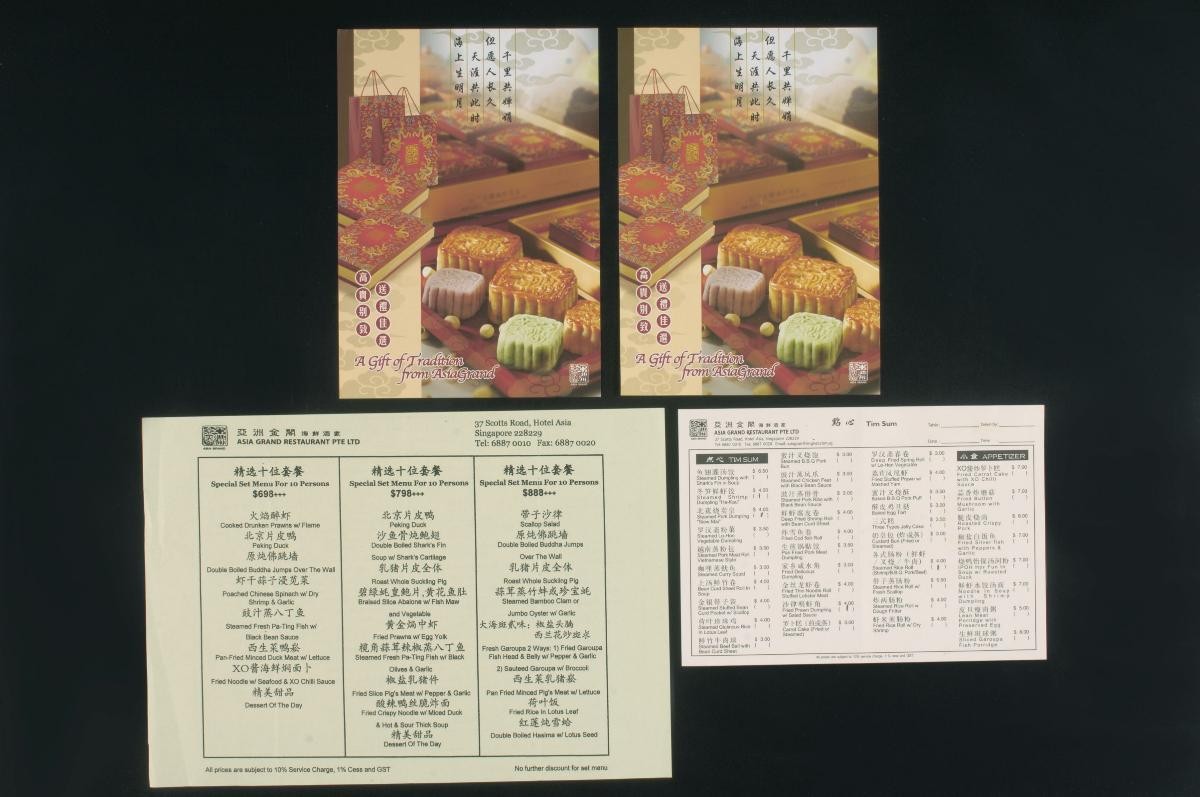 Menus and order form from Asia Grand Restaurant