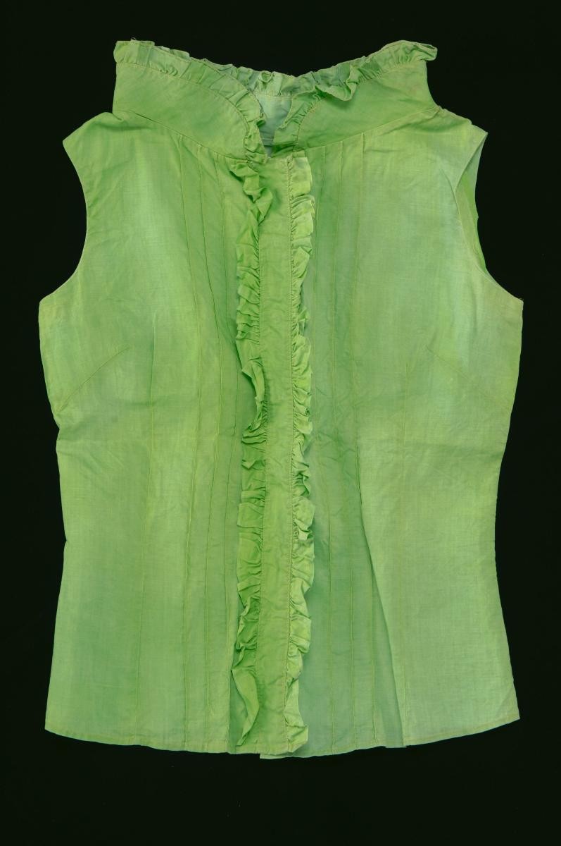 Green sleeveless cotton top with frills