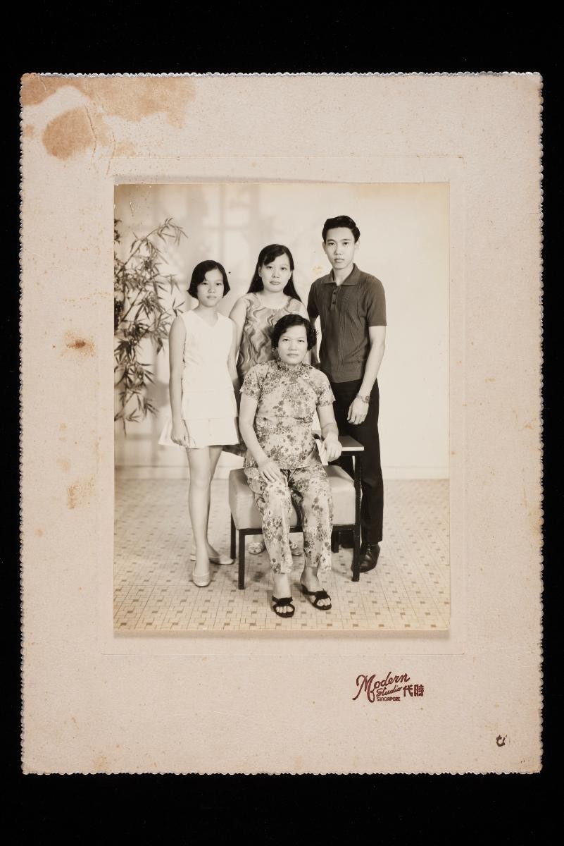 Studio portrait of a Chinese family