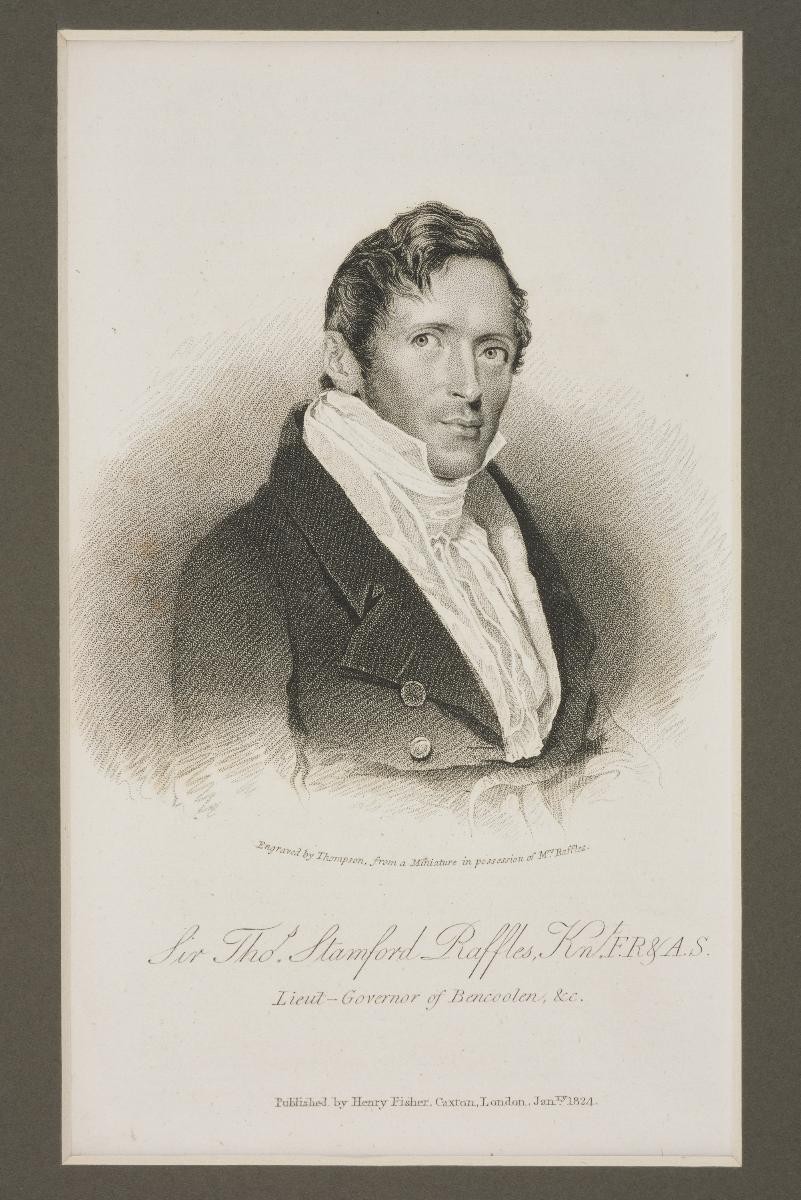 Portrait of Sir Thomas Stamford RafflesArtist: Engraved by Thompson, after A. E. Chalon