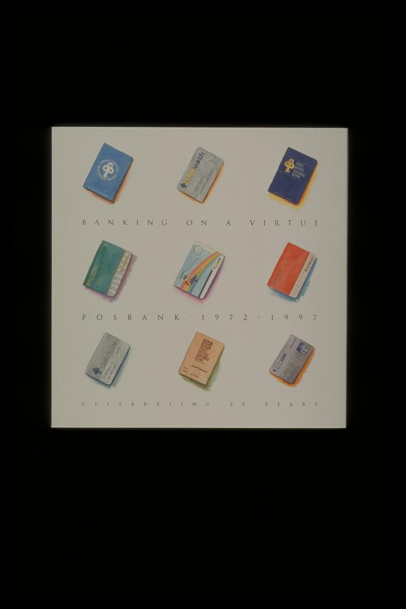 Hardcover book commemorating POSBank's 25th anniversary entitled 'Banking on a Virtue'