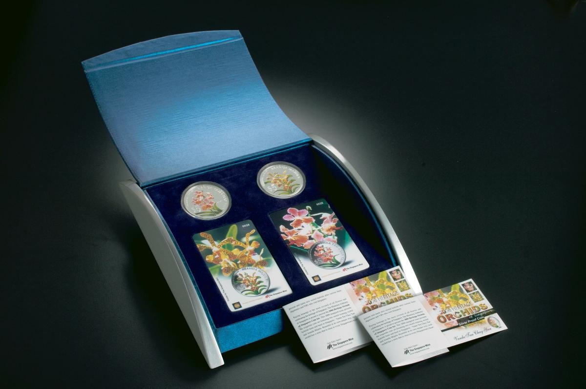 Heritage Orchids of Singapore coin and card set