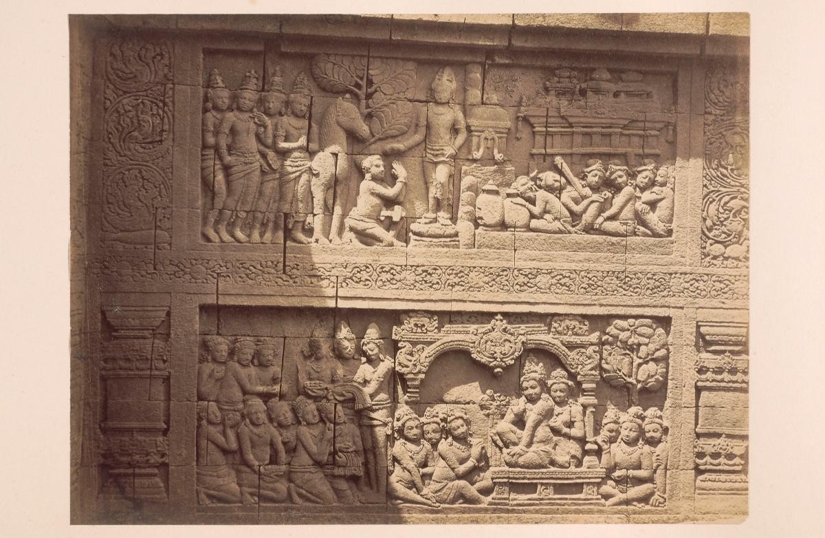 Bas reflief of Lalitavistara (top) and Avadana (bottom), Borobudur