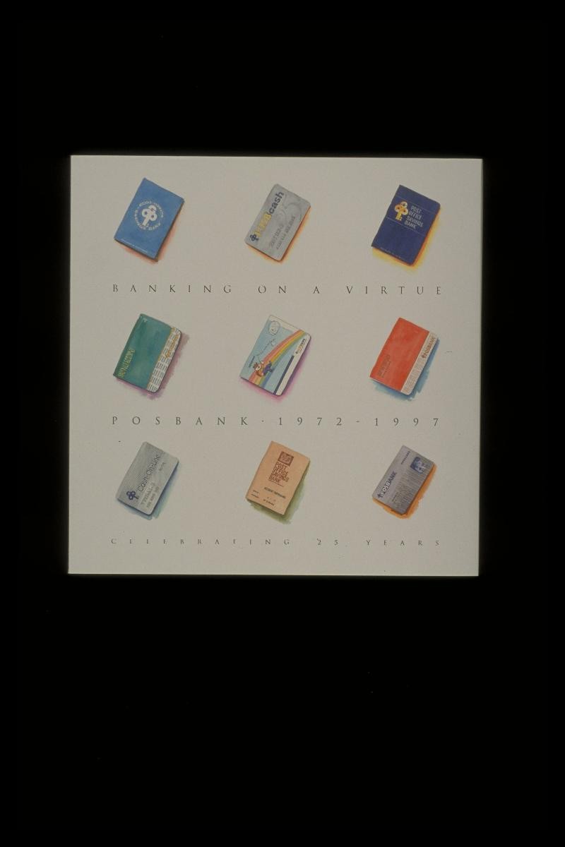 Hardcover book commemorating POSBank's 25th anniversary entitled 'Banking on a Virtue'