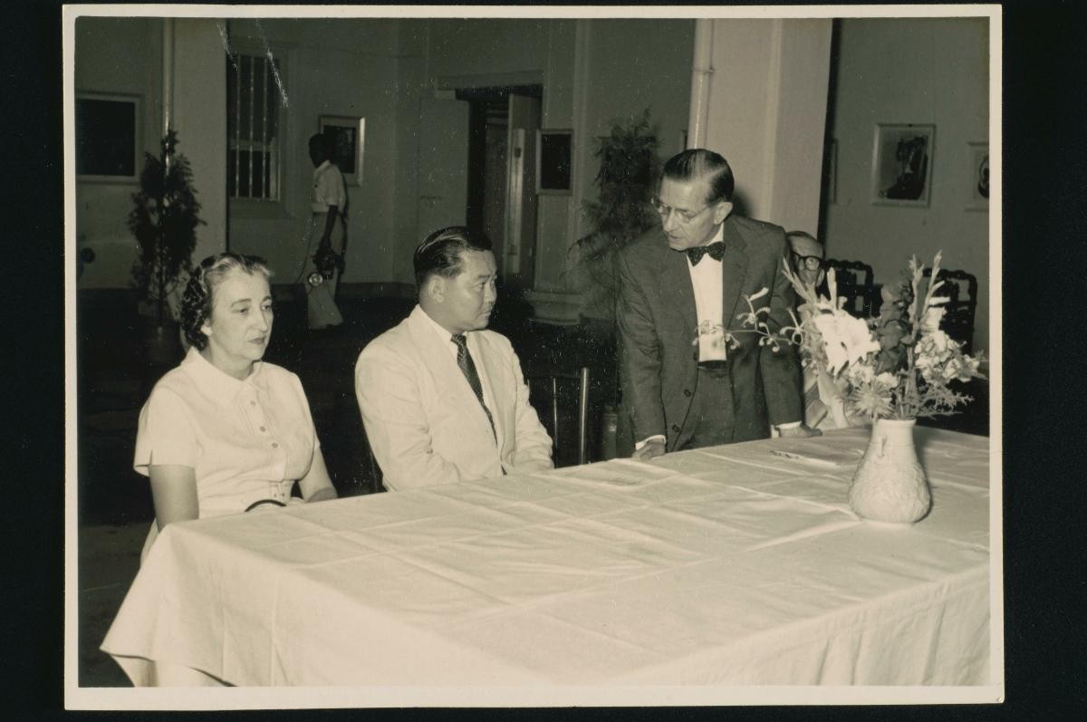 Ho Kok Hoe, President of the Singapore Art Society, at an art exhibition