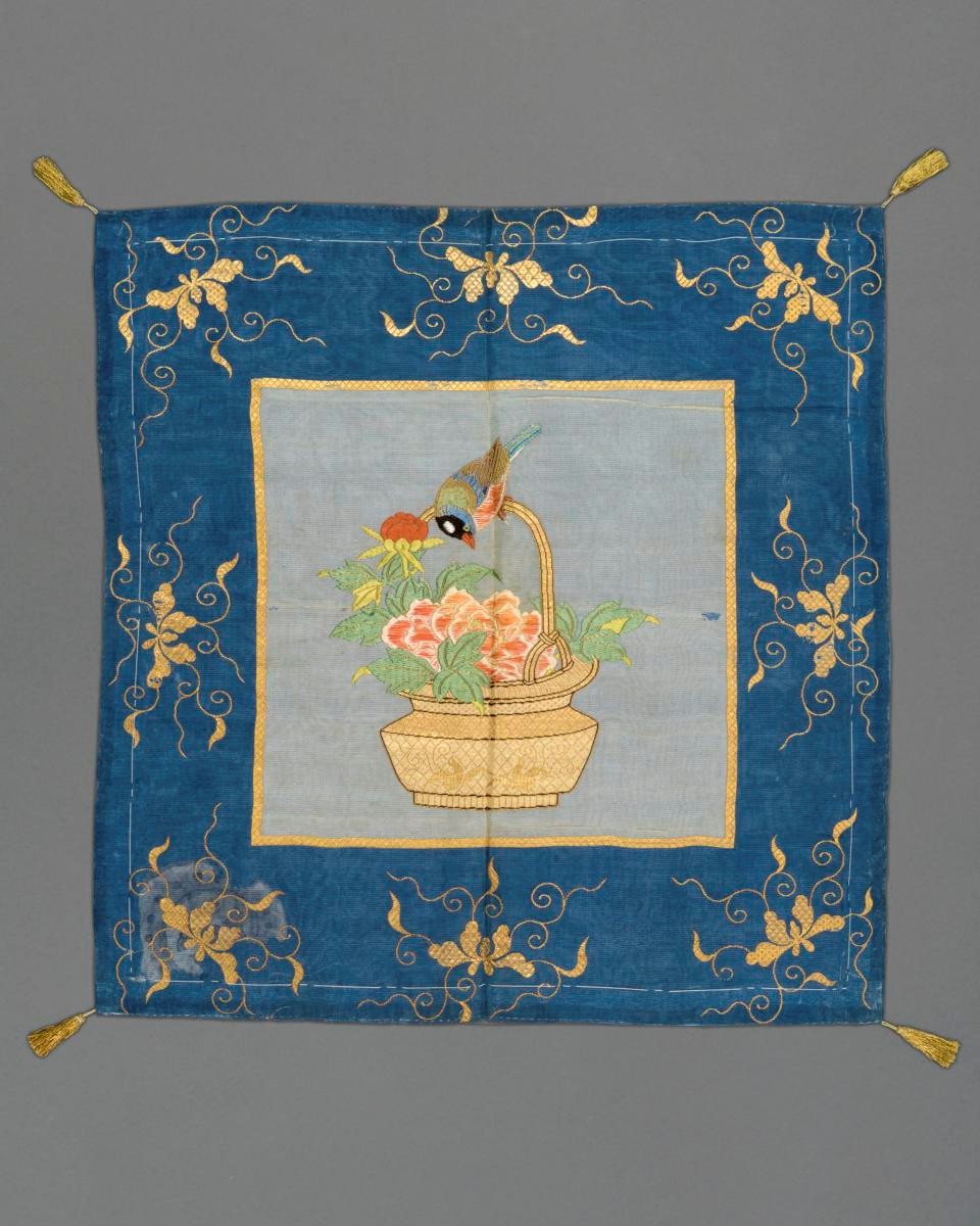 Fukusa with bird and flower basket