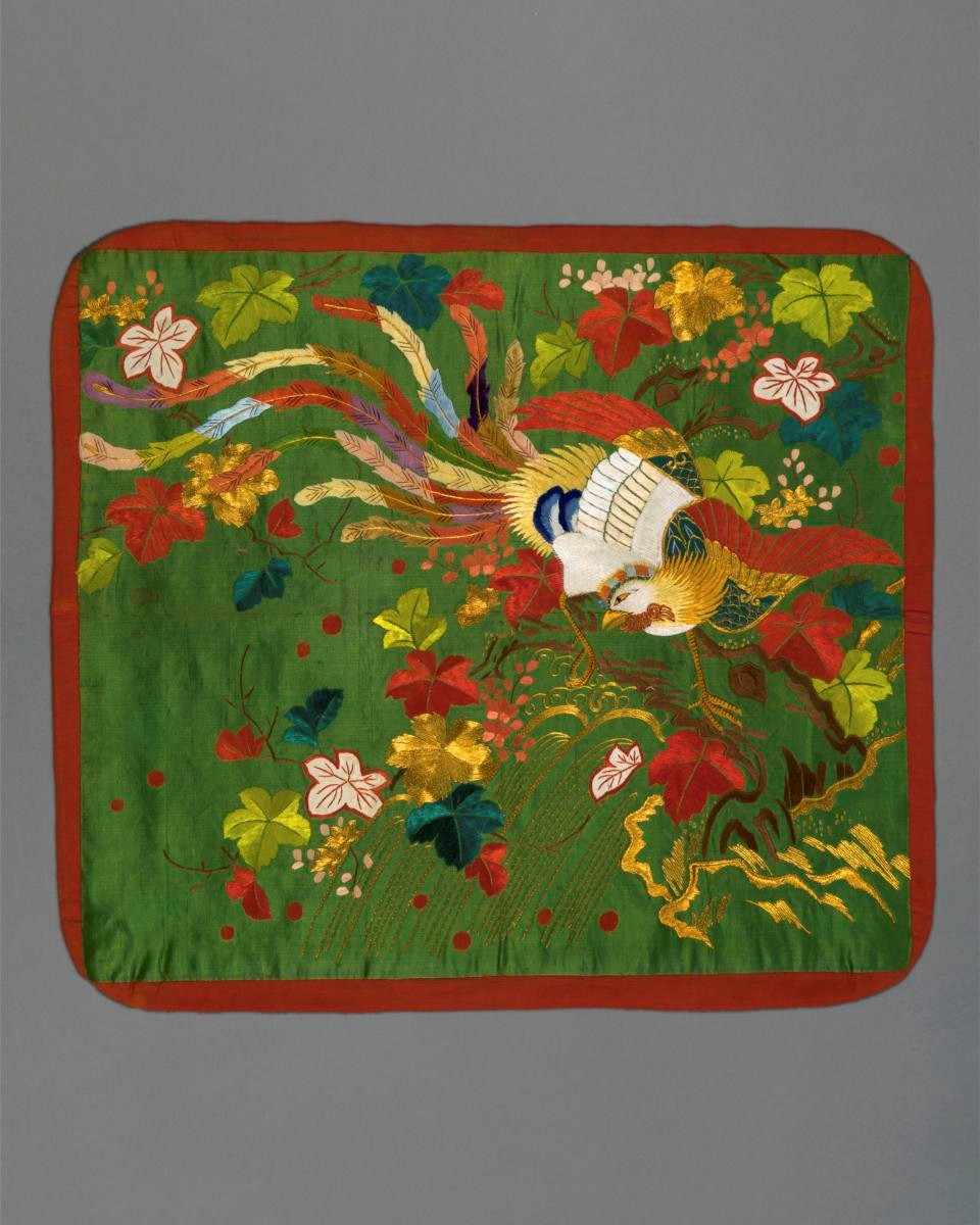 Fukusa with phoenix, autumn leaves, and flowers