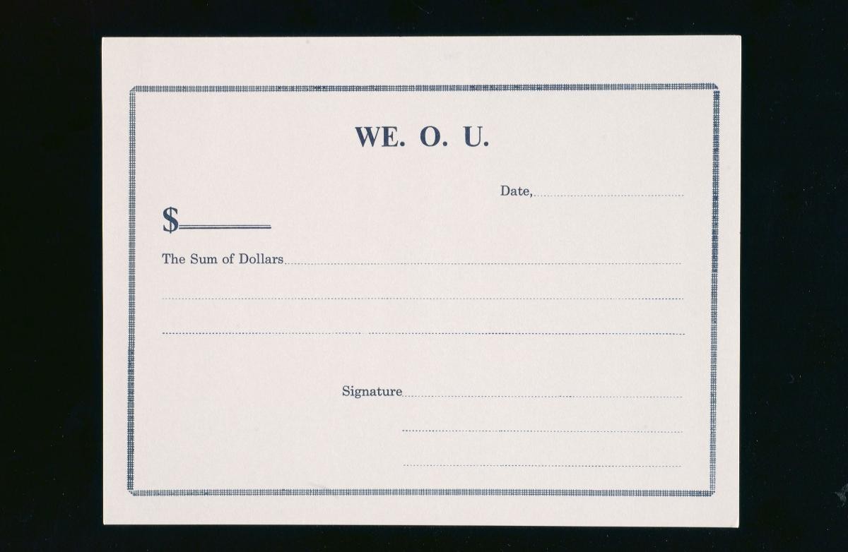 A blank copy of a Chettiar moneylender’s We.O.U note