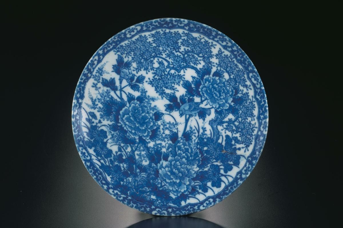 Blue and white dish