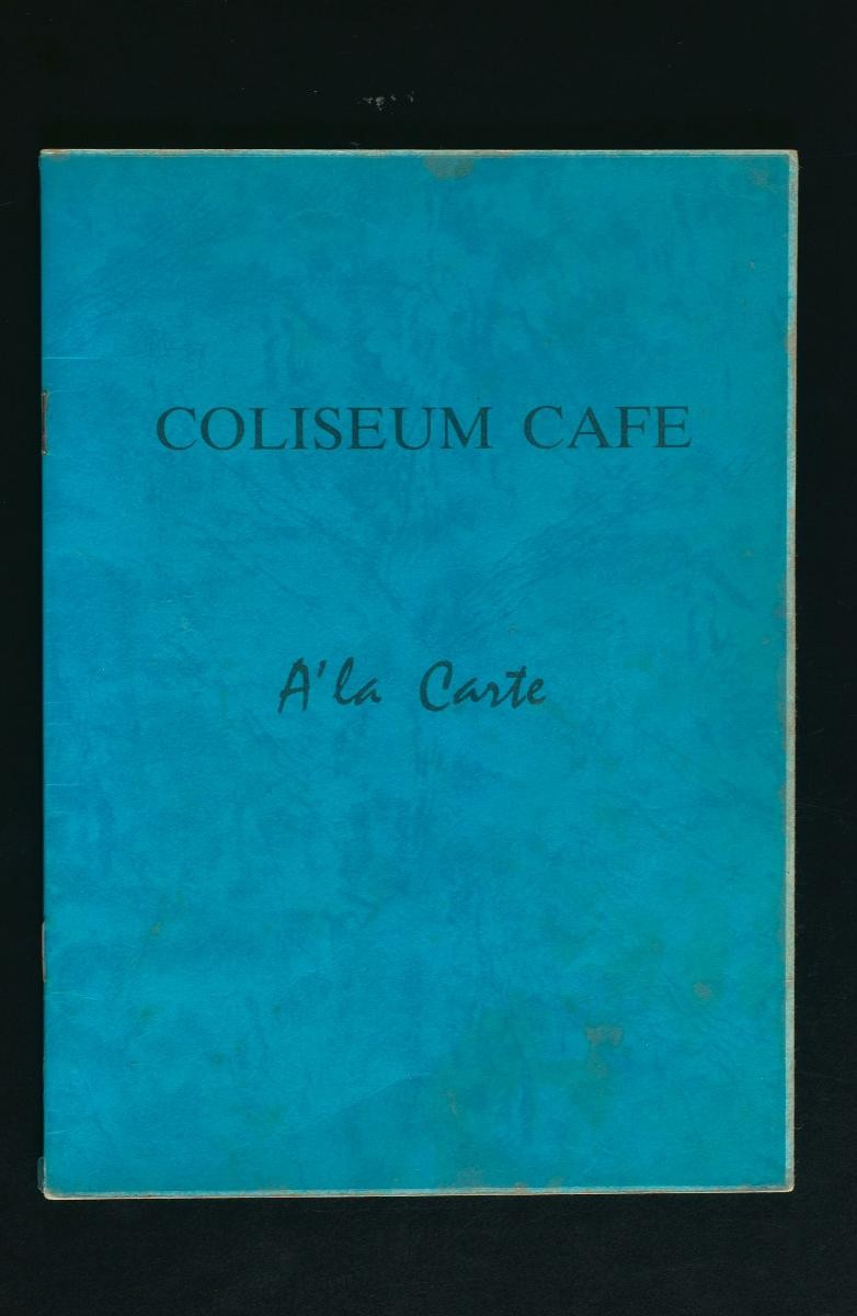 Menu from Coliseum Café