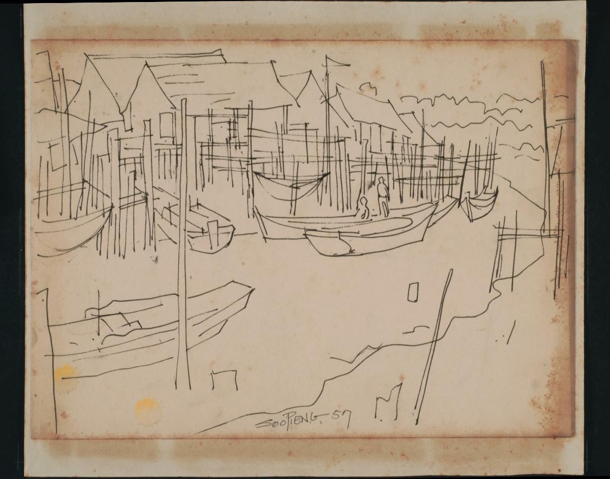 Untitled (Boats by Village on Stilts)
