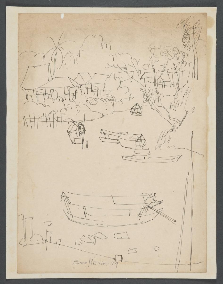 Untitled (Busy River with Fishermen)