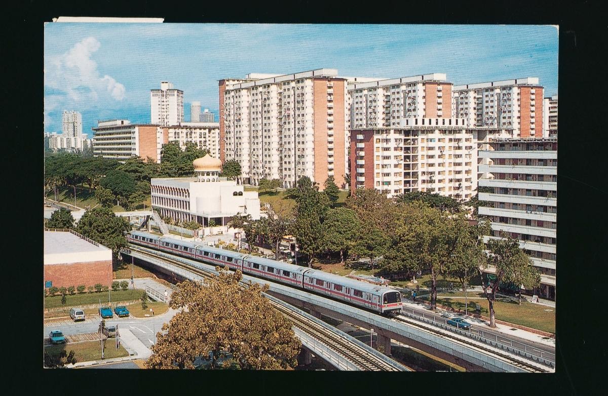 The Tiong Bahru public housing estate and Mass Rapid Transit train