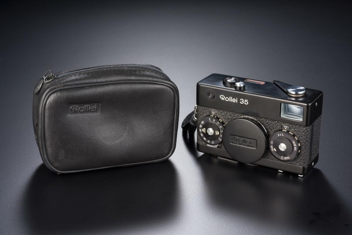 Rollei XF35 rangefinder camera with case and lens cover