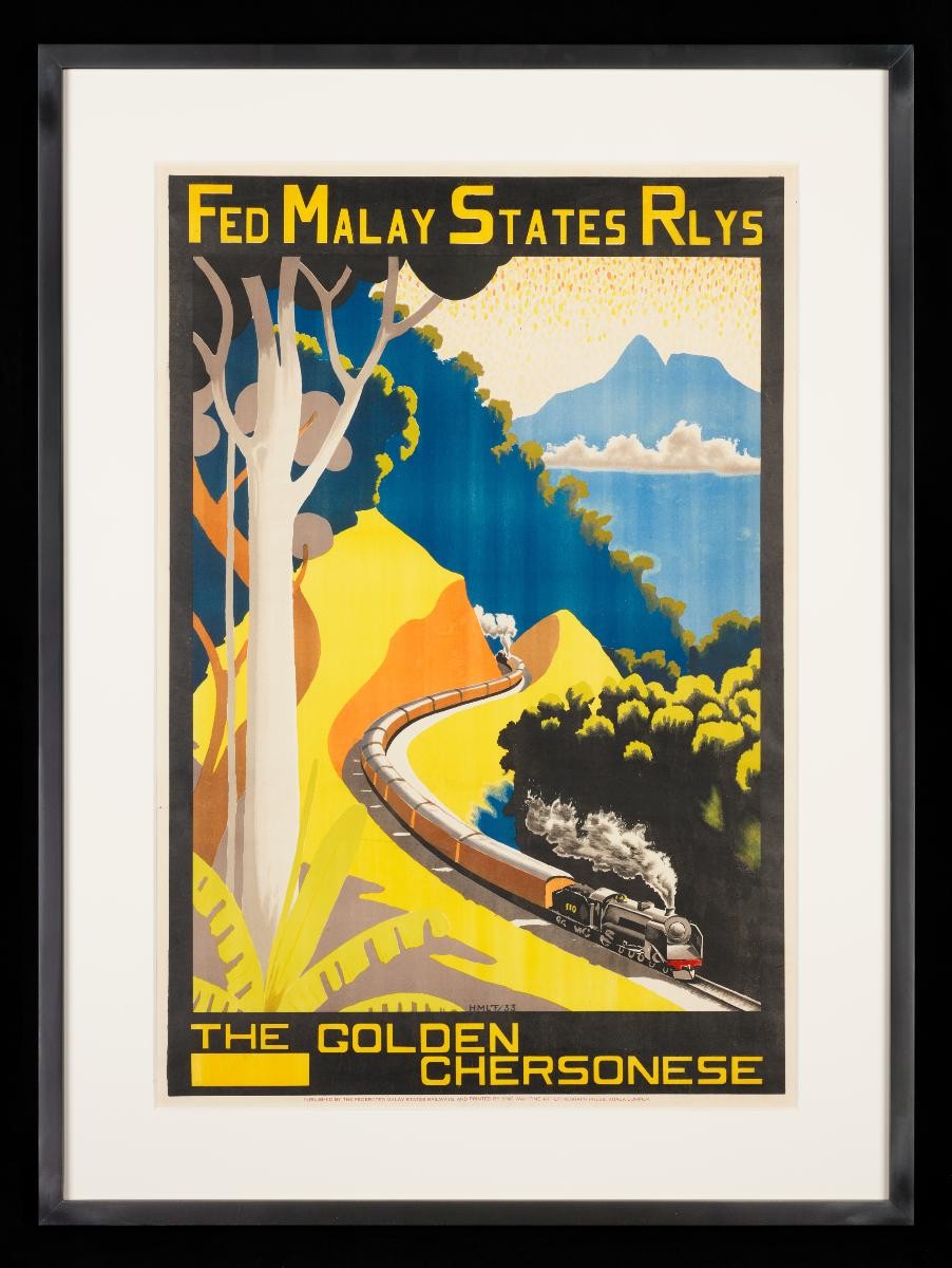 Malaysian Golden Chersonese Malay States Railway Travel Poster