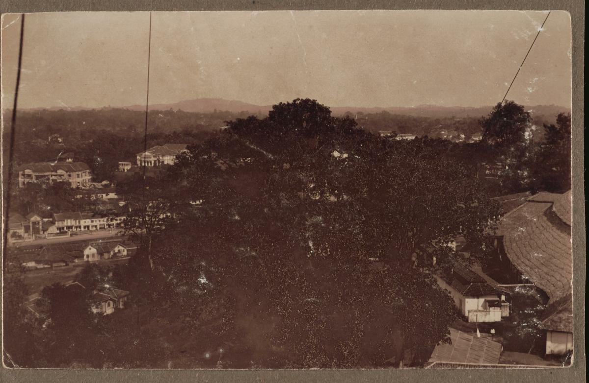 View of a European town from Fort Canning