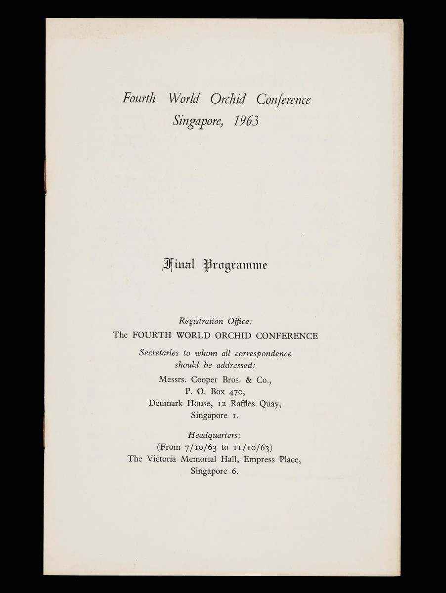 Programme booklet for the Fourth World Orchid Conference