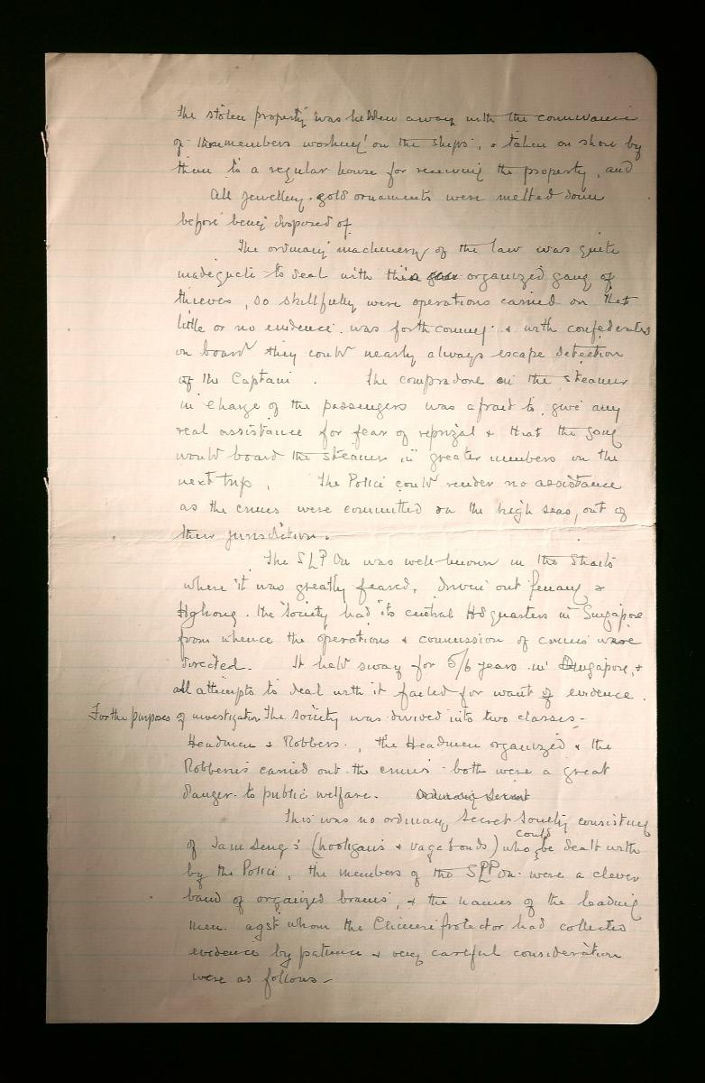 William Stirling's notes on Chinese secret societies in Singapore
