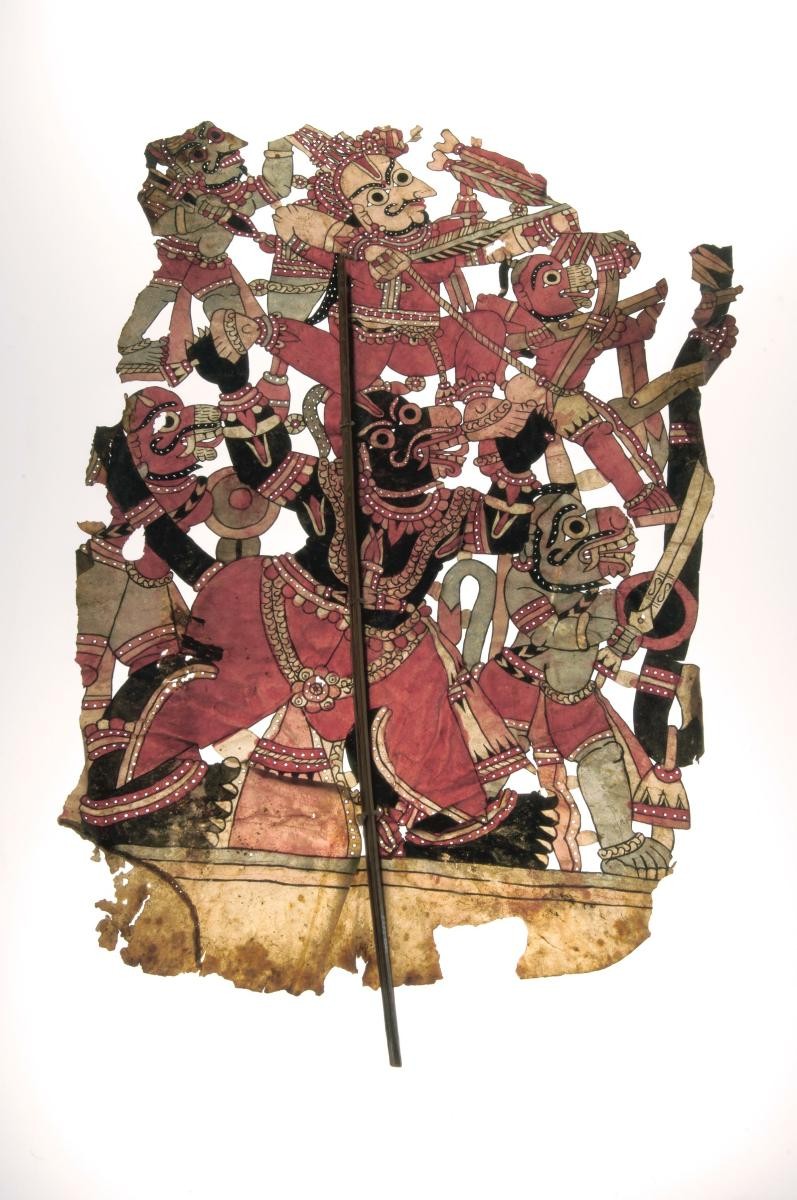 Shadow puppet, Lakshmana going to war with Indrajit on the back of Hanuman