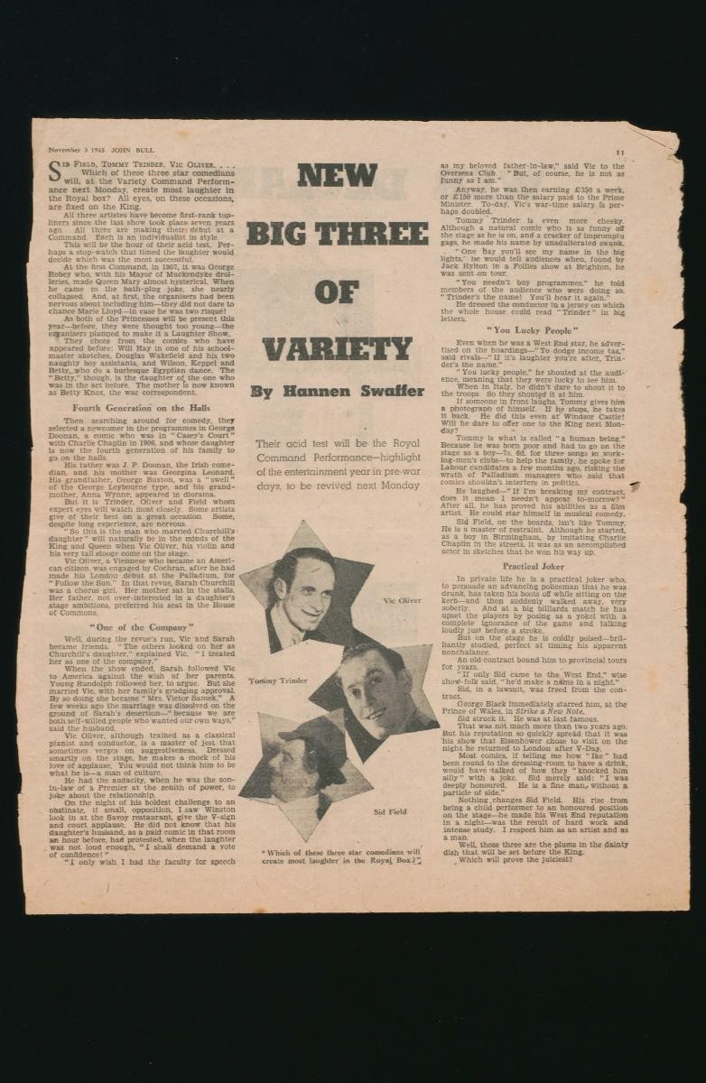 Press clipping related to the Entertainments National Service Association (ENSA)