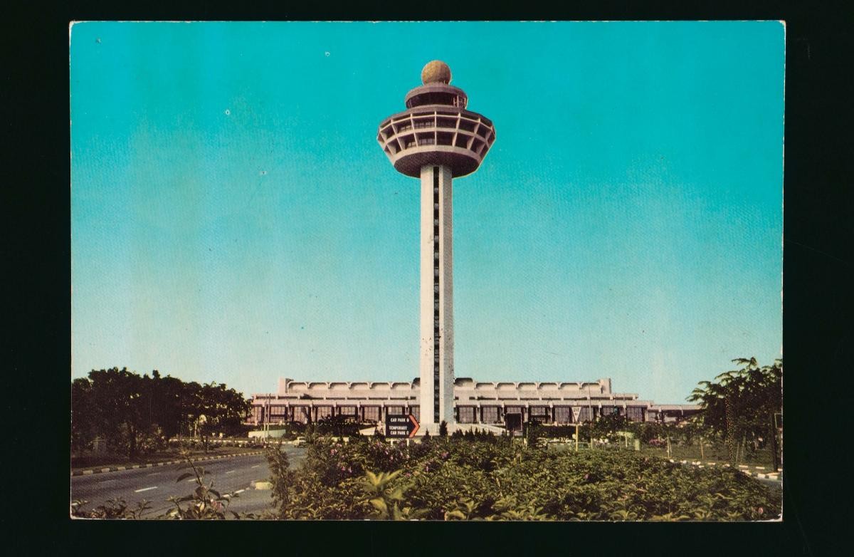 The Changi Airport control tower and Terminal One building