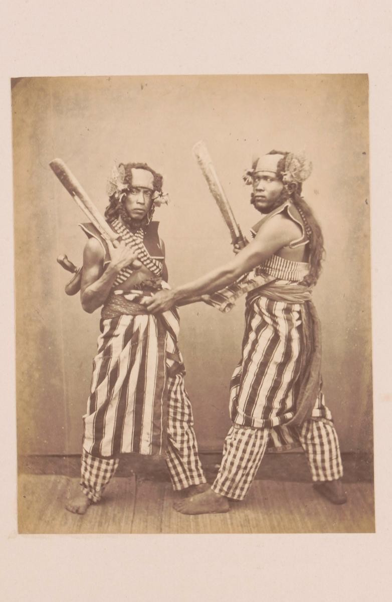 Shaved-headed "Baris Demang" dancers, Singaraja