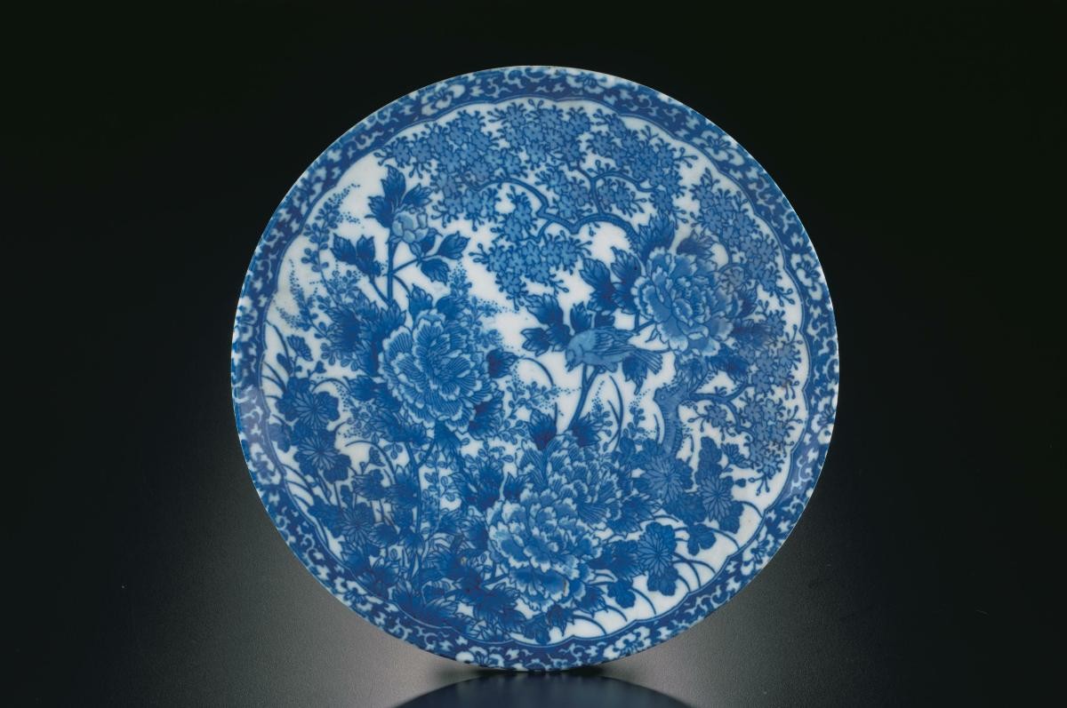 Blue and white dish