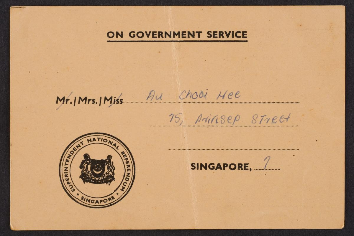 Voting card for the National Referendum Paper
