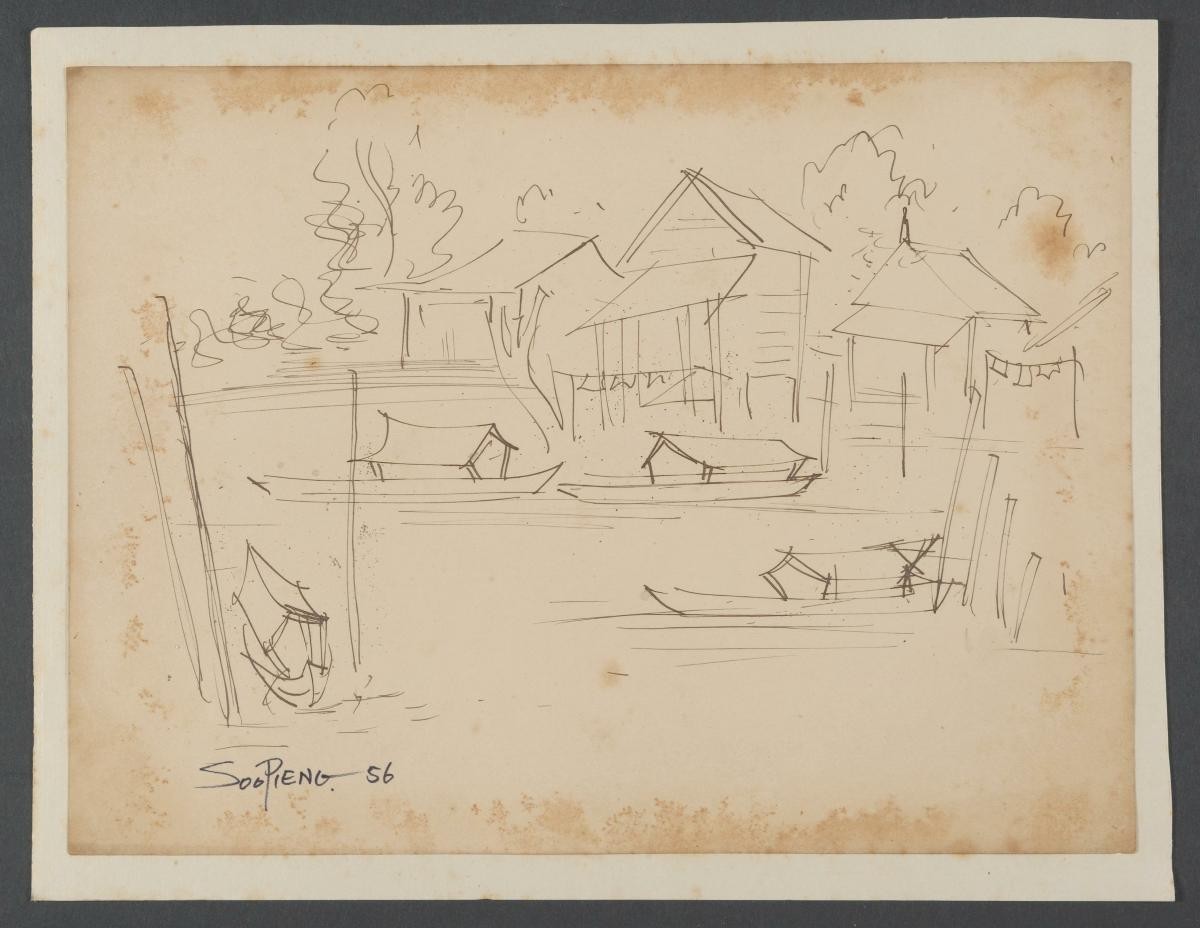 Untitled (Kelong with Four Sampans)