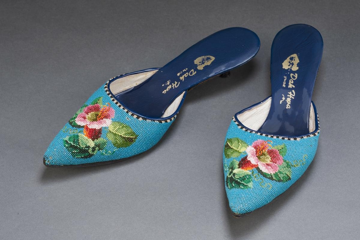 Pair of beaded slippers