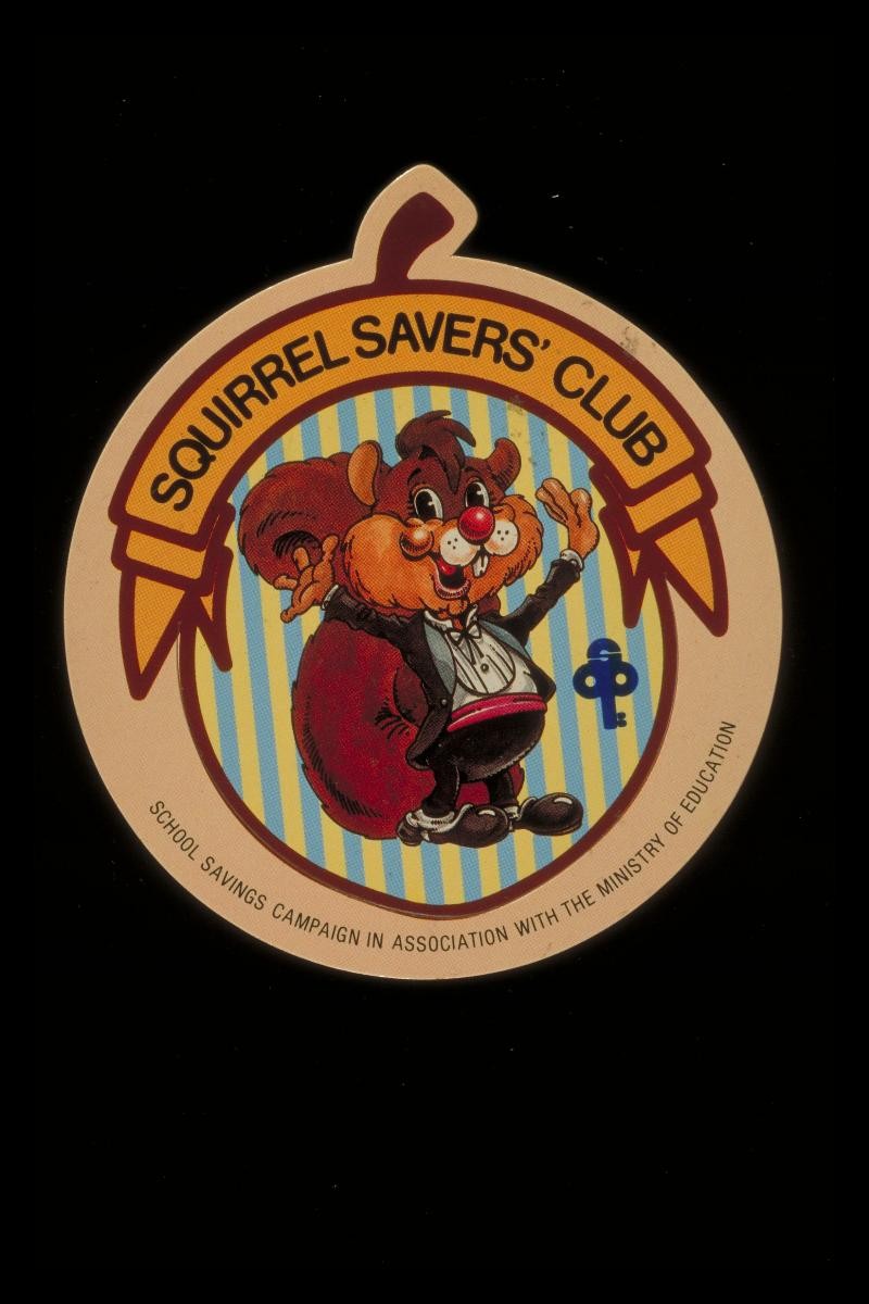 POSBank 'Squirrel Savers' Club' bookmark for the National School Savings Campaign