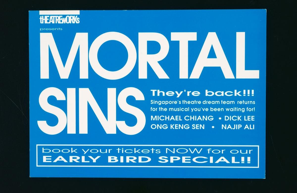 Flyer for the TheatreWorks’ production, ‘Mortal Sins’