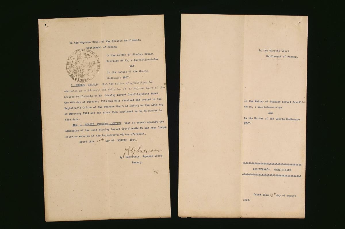 Registrar record for Stanley Howard Greville-Smith