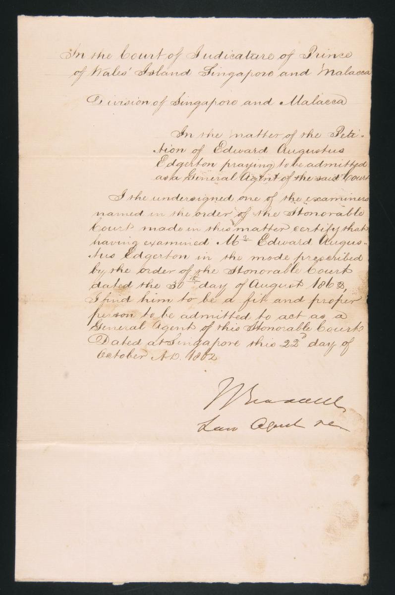 Document concerning Edward Augustus Edgerton