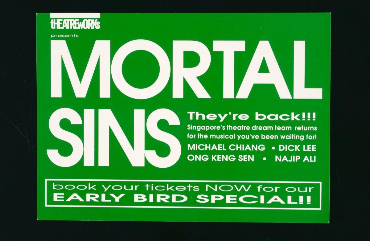 Flyer for the TheatreWorks’ production, ‘Mortal Sins’