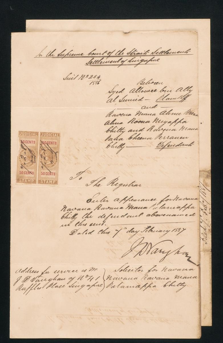 Memorandum of Appearance for Navana Navana Ravana Mana Palamappa Chitty