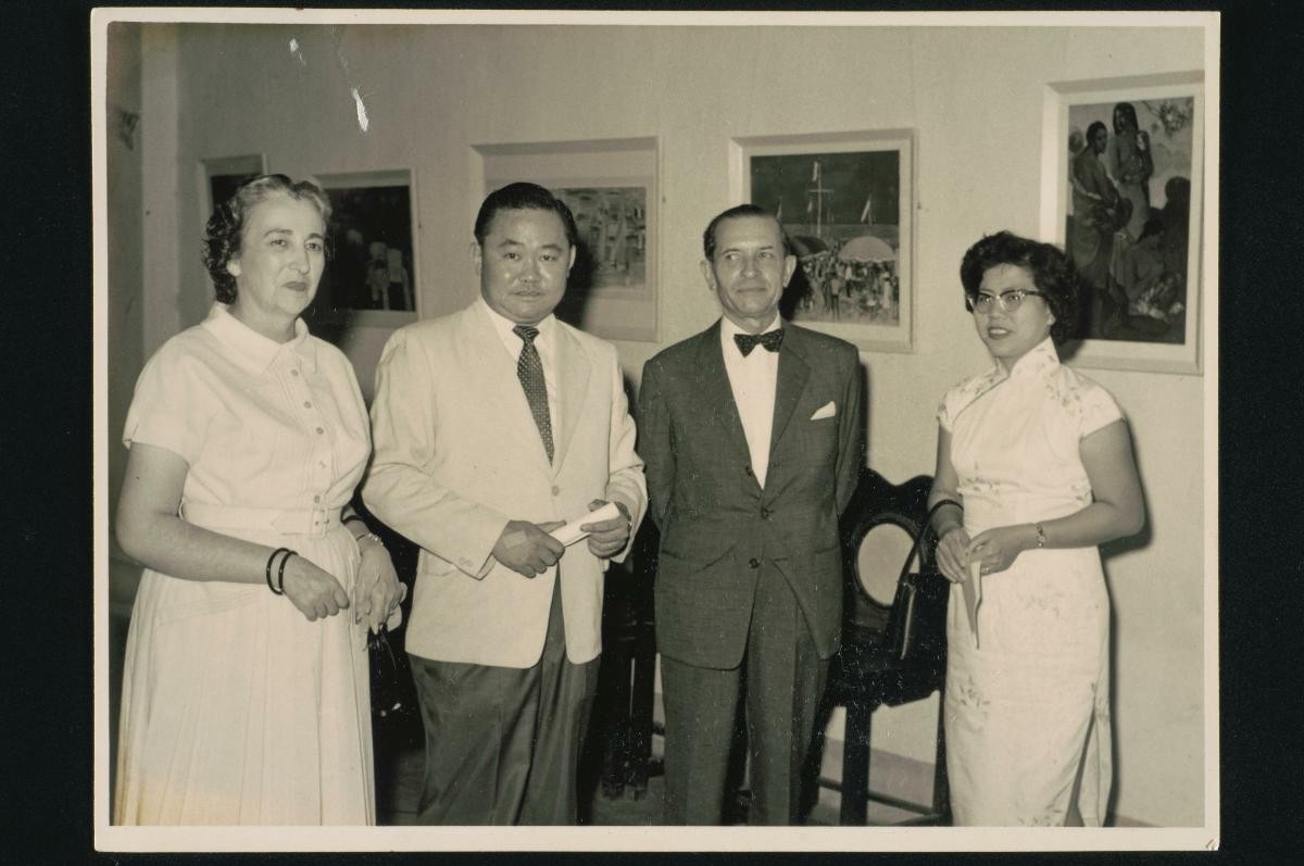 Ho Kok Hoe, President of the Singapore Art Society, at an art exhibition