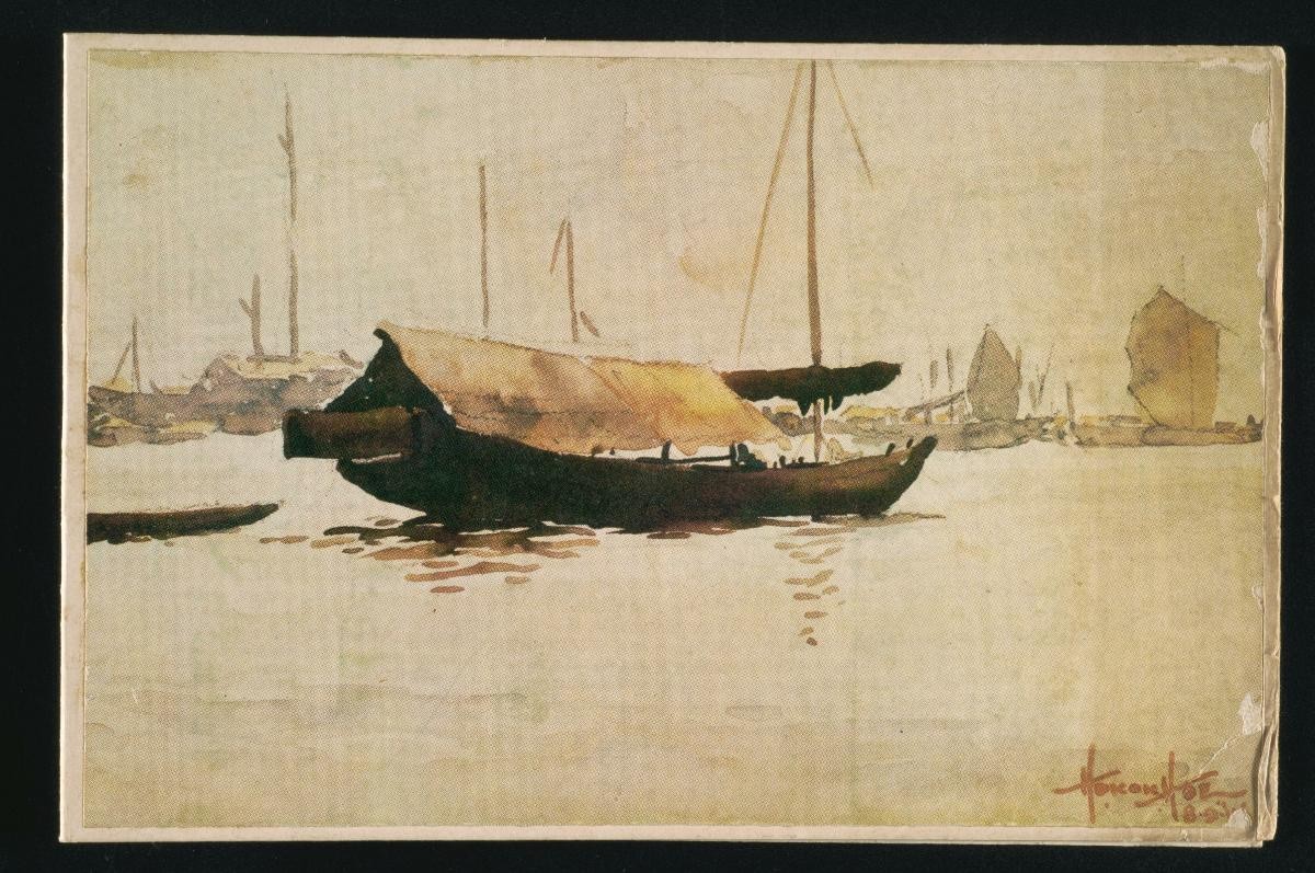 Painting by Ho Kok Hoe depicting Chinese junks
