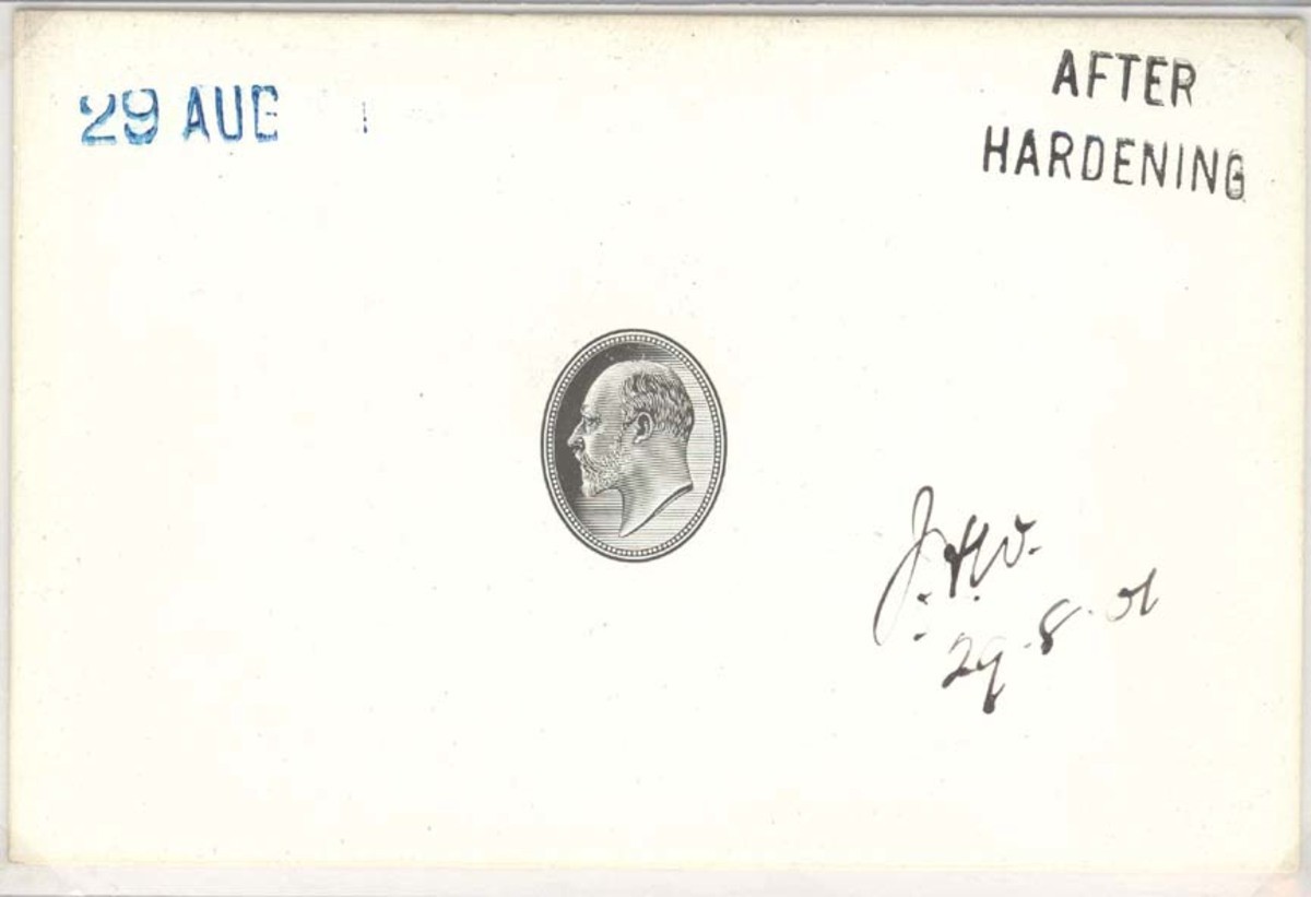 Die proof of King Edward VII's head with frame for the Nyasaland design issues of 1910-11.