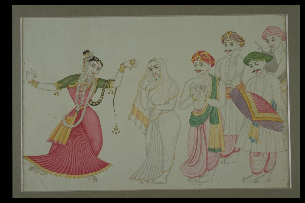 Dancer with musicians and an elderly lady
