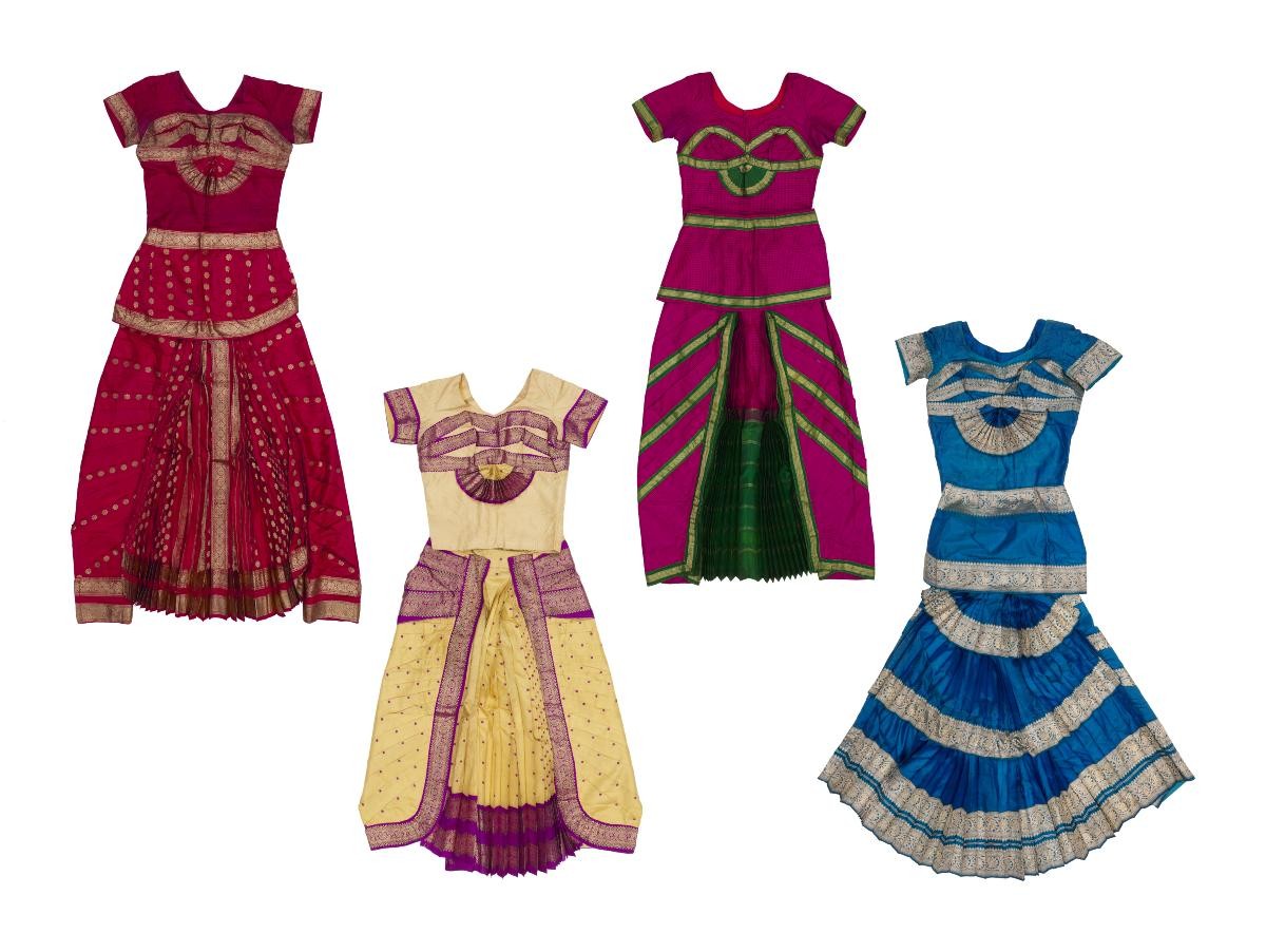 Bharatanatyam costumes belonging to Mrs Karthigesu (4 sets)